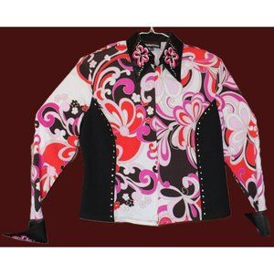 WOMENS HOBBY HORSE LIMITED EDITION Plus Size 3X Brown Pink WESTERN SHOW SHIRT